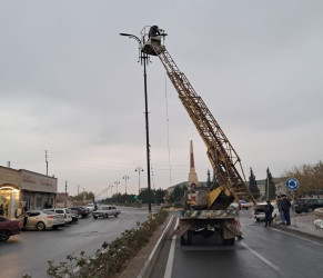 Goranboy şəhərinin gecə işıqlandırılması yenilənir