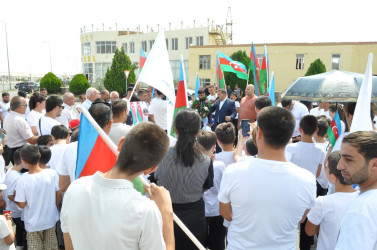 Paris Yay Olimpiya Oyunlarında bürünc medal  qazanan Həsrət Cəfərov Goranboyda  izdihamla qarşılandı.