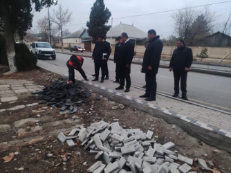 Goranboy şəhərində abadlıq-quruculuq işləri davam edirilir.