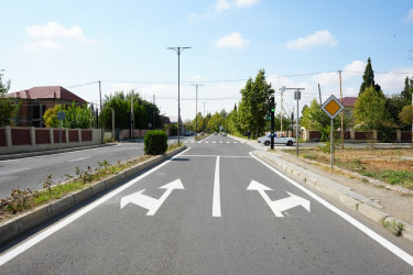 Goranboy avtomobil yollarında yol nişanlanması işləri aparılır