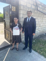 Goranboyda Qurban bayramı münasibətilə şəhid, qazi və aztəminatlı ailələr ziyarət olundu, bayram sovqatları verildi