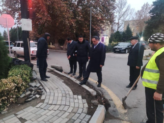 Goranboy şəhərində abadlıq-quruculuq işləri davam edirilir.