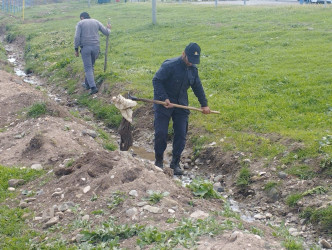 Goranboyda “Şəhərsalma və Memarlıq ili” və beynəlxalq veloyarışa hazırlıq çərçivəsində abadlıq işləri davam etdirilir