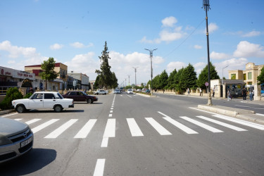 Goranboy avtomobil yollarında yol nişanlanması işləri aparılır