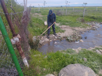 Goranboyda “Şəhərsalma və Memarlıq ili” və beynəlxalq veloyarışa hazırlıq çərçivəsində abadlıq işləri davam etdirilir