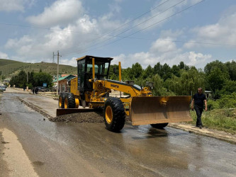 Goranboy rayonunda yağan leysan yağışların fəsadları aradan qaldırıldı