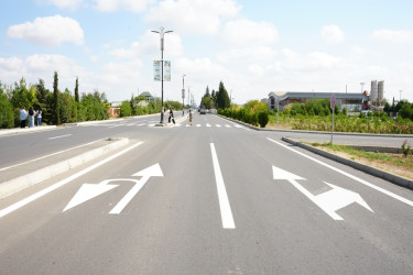 Goranboy avtomobil yollarında yol nişanlanması işləri aparılır
