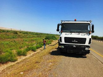 Goranboyda yeni salınmış yaşıllıq zolaqlarına aqrotexniki qulluq işləri davam etdirilir. Bu məqsədlə, ağacların növbəti suvarılması işləri görülür.