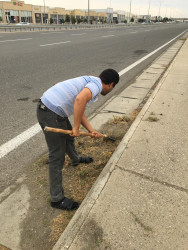 Goranboyda yol kənarında ağaclar suvarıldı, məişət tullantıları təmizləndi