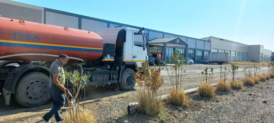 Goranboyda yeni salınmış yaşıllıq zolaqlarına aqrotexniki qulluq işləri davam etdirilir. Bu məqsədlə, ağacların növbəti suvarılması işləri görülür.