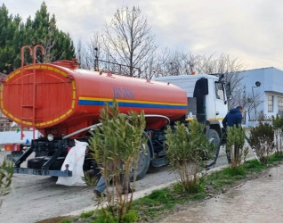Goranboyda yeni salınmış yaşıllıq zolaqlarına aqrotexniki qulluq işləri davam etdirilir