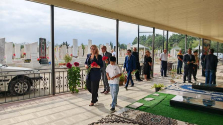 Goranboyda şəhid Nəsibov Hüseyn Əfqan oğlunun il dönümü ilə bağlı məzarı ziyarət olundu
