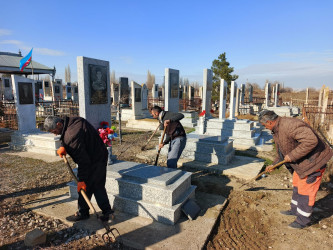 Goranboyda 20 Yanvar faciəsinin 36-cı ildönümü ilə bağlı Şəhidlər Xiyabanları, Abidə-Xatirə Kompleksləri və qəbirstanlıqlarında təmizlik işləri aparıldı