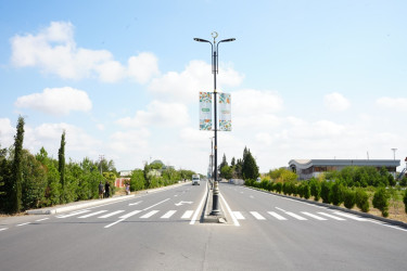 Goranboy avtomobil yollarında yol nişanlanması işləri aparılır