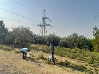 Goranboyda yolkənarı ərazilərin məişət tullantılarından təmizlənməsi işləri aparıldı, ağac və gül kolları suvarıldı