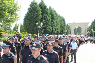 Goranboyda “15 iyun Milli Qurtuluş Günü” ilə bağlı Ümummilli Liderimiz  Heydər Əliyevin rayon mərkəzində ucaldılmış abidəsi  ziyarət olundu