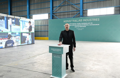 Prezident İlham Əliyev Goranboy rayonunda “Konstralab Industries” QSC-nin açılışında iştirak edib.